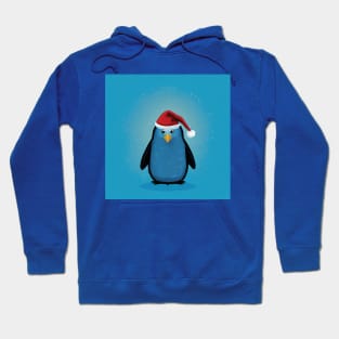 Penguin in Santa Hat in a Snowstorm Hoodie